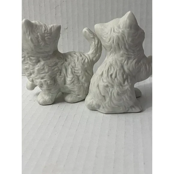 HOMCO #1413 WHITE PERSIAN CERAMIC KITTENS BLUE EYES 2 PIECE KITTY CAT FIGURINES - Picture 5 of 6